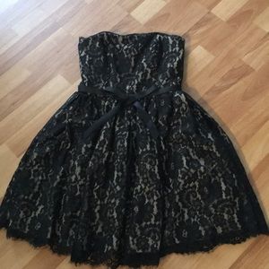 Black Strapless Lace Dress